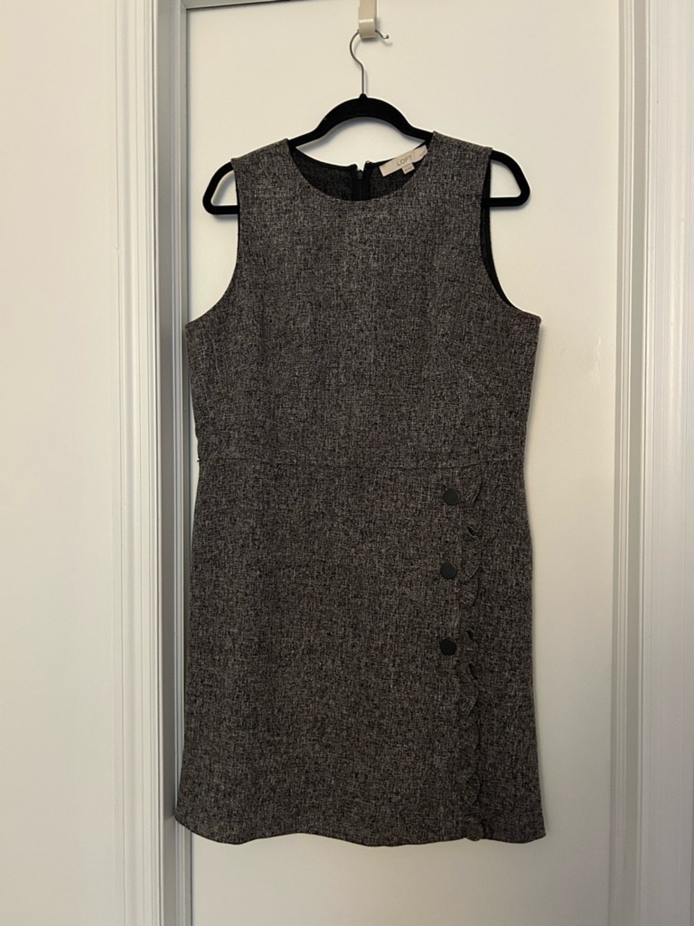 LOFT Sleeveless Tweed Mini Dress in Charcoal Gray